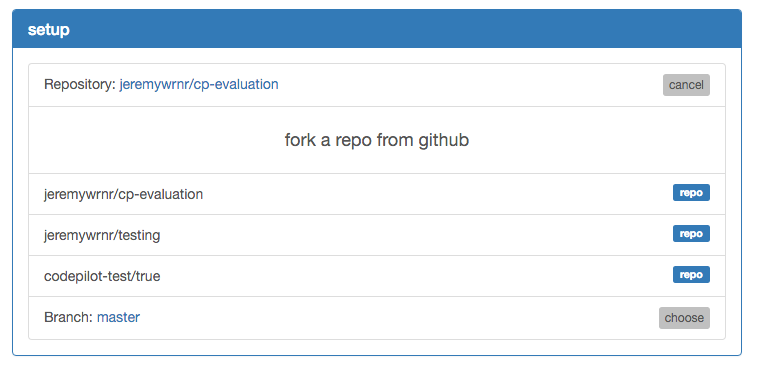 CodePilot Repository Selection Interface